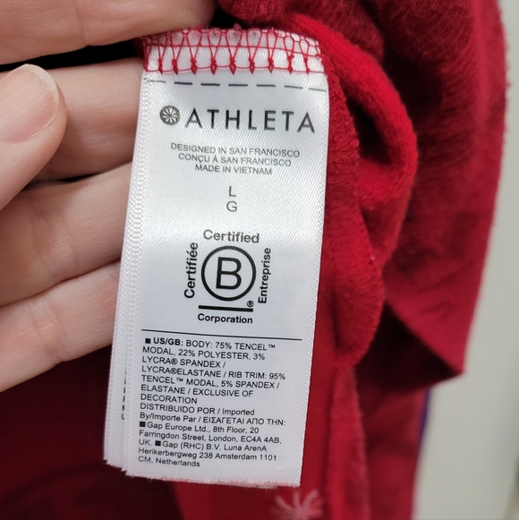 Athleta Red Patterned Crew Neck Sweater - Picture 5 of 11